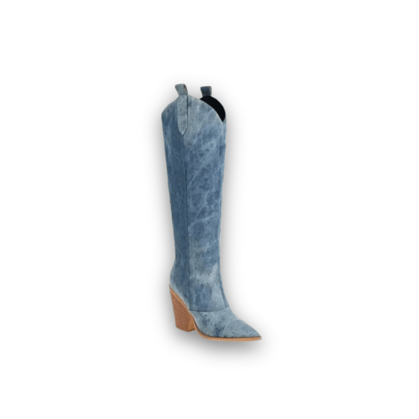 Denim High Knee Western Boot